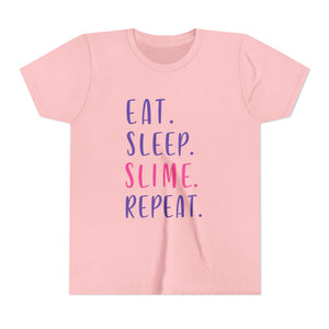 Youth Tee — "Eat. Sleep. Slime. Repeat." Kids Graphic Shirt