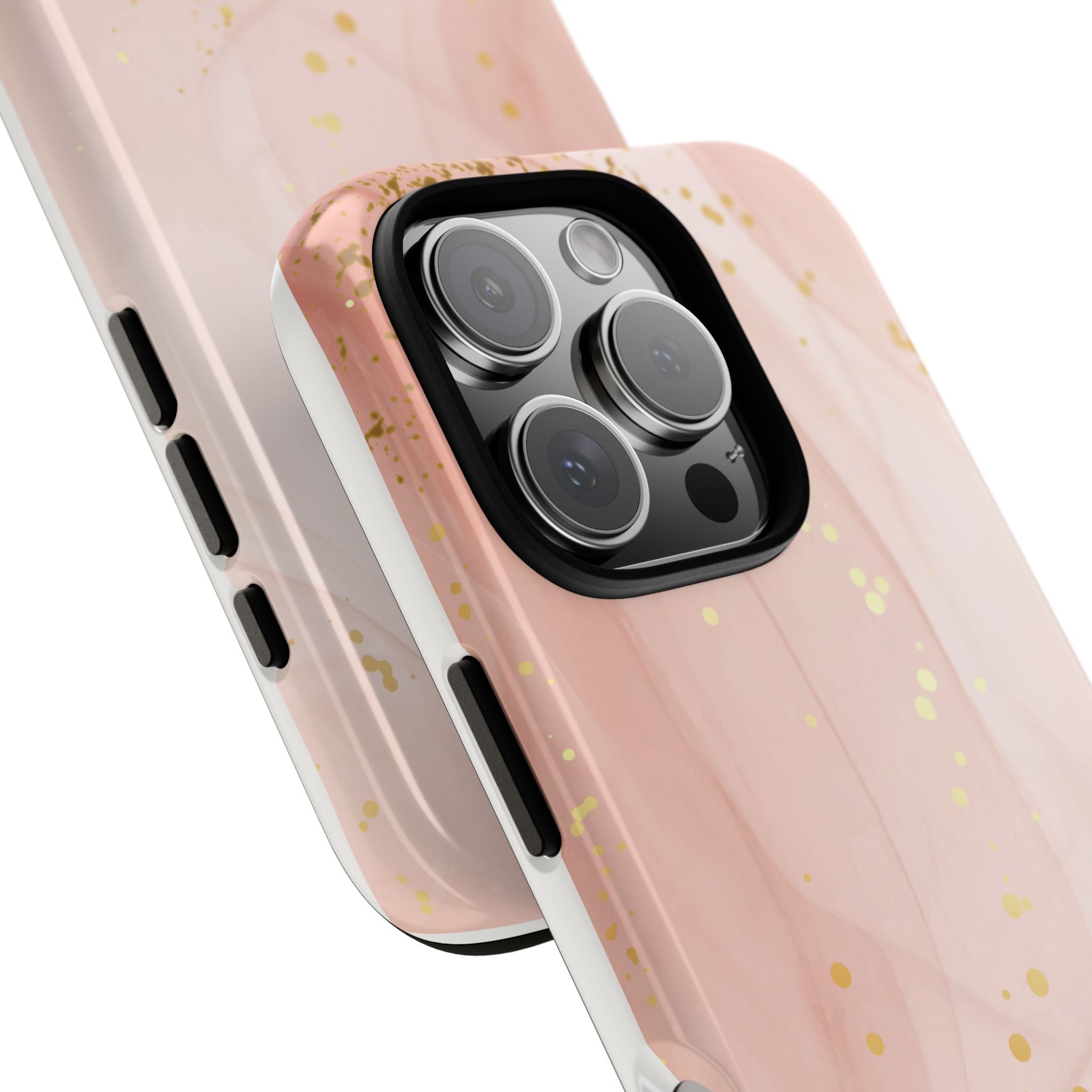 Rose Gold Marble Tough Case – Pink Marble Phone Case with Gold Glitter Accents