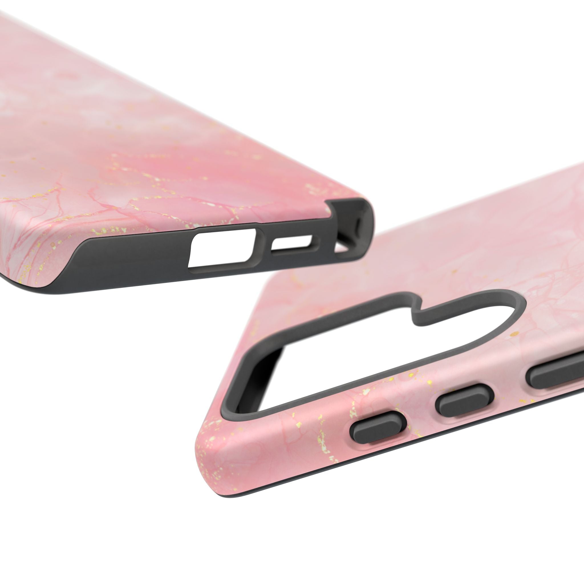 Pink Marble Tough Phone Case — Protective iPhone Cover with Gold Vein Design