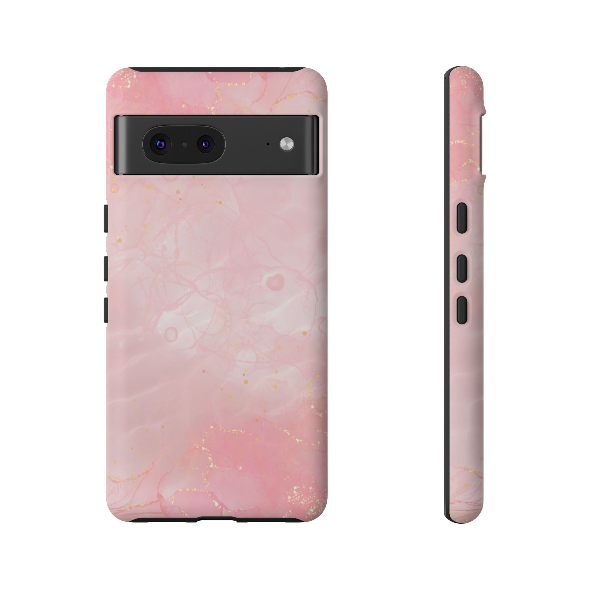 Pink Marble Tough Phone Case — Protective iPhone Cover with Gold Vein Design