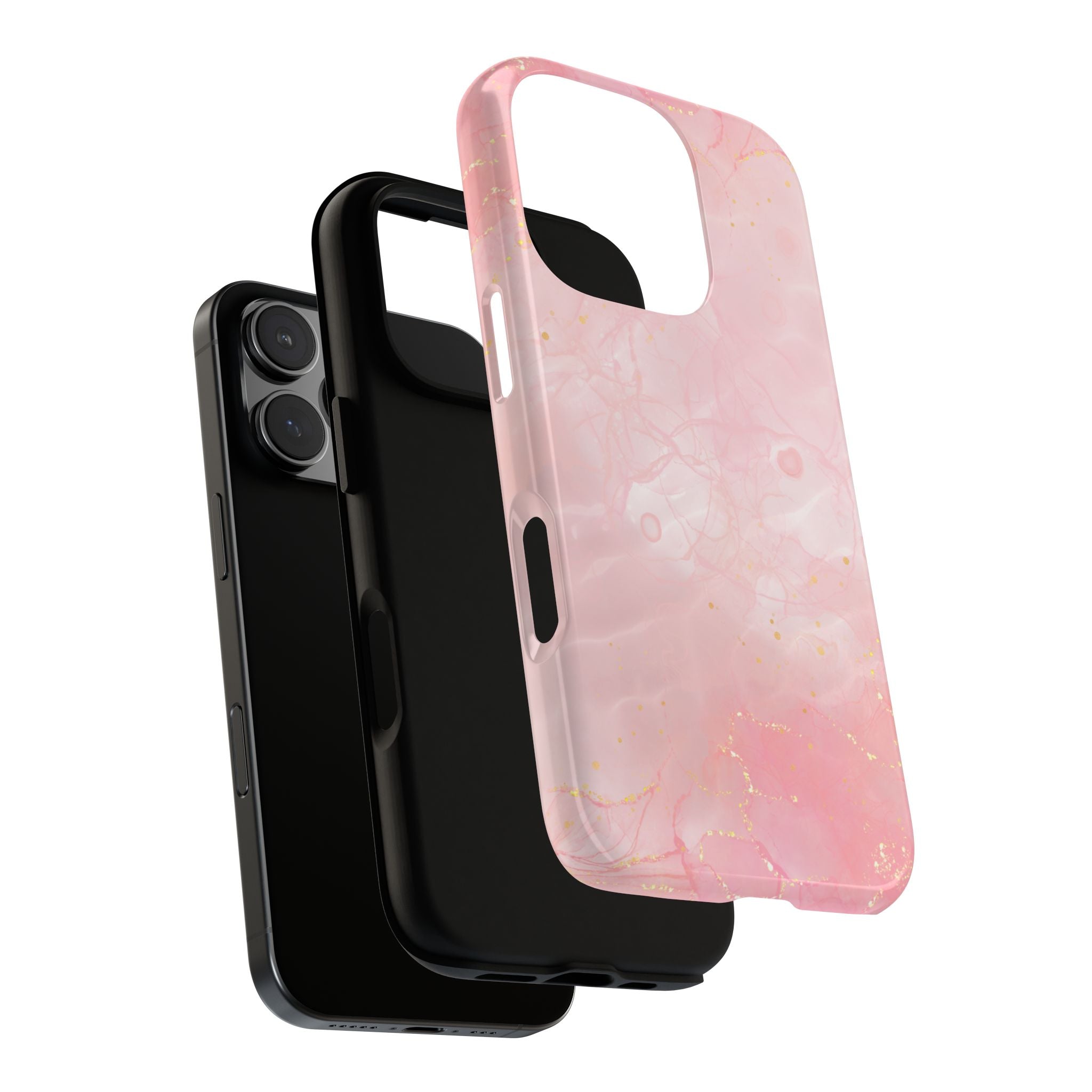 Pink Marble Tough Phone Case — Protective iPhone Cover with Gold Vein Design