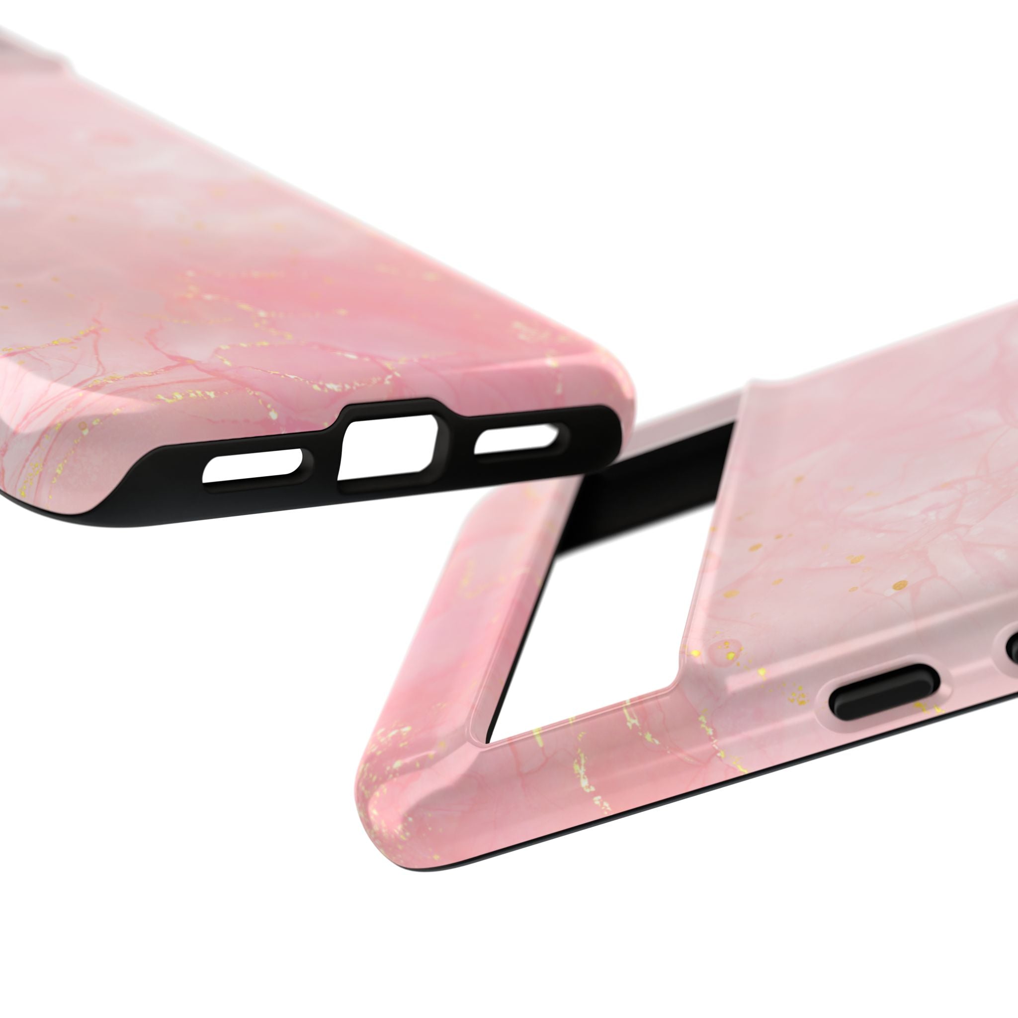 Pink Marble Tough Phone Case — Protective iPhone Cover with Gold Vein Design