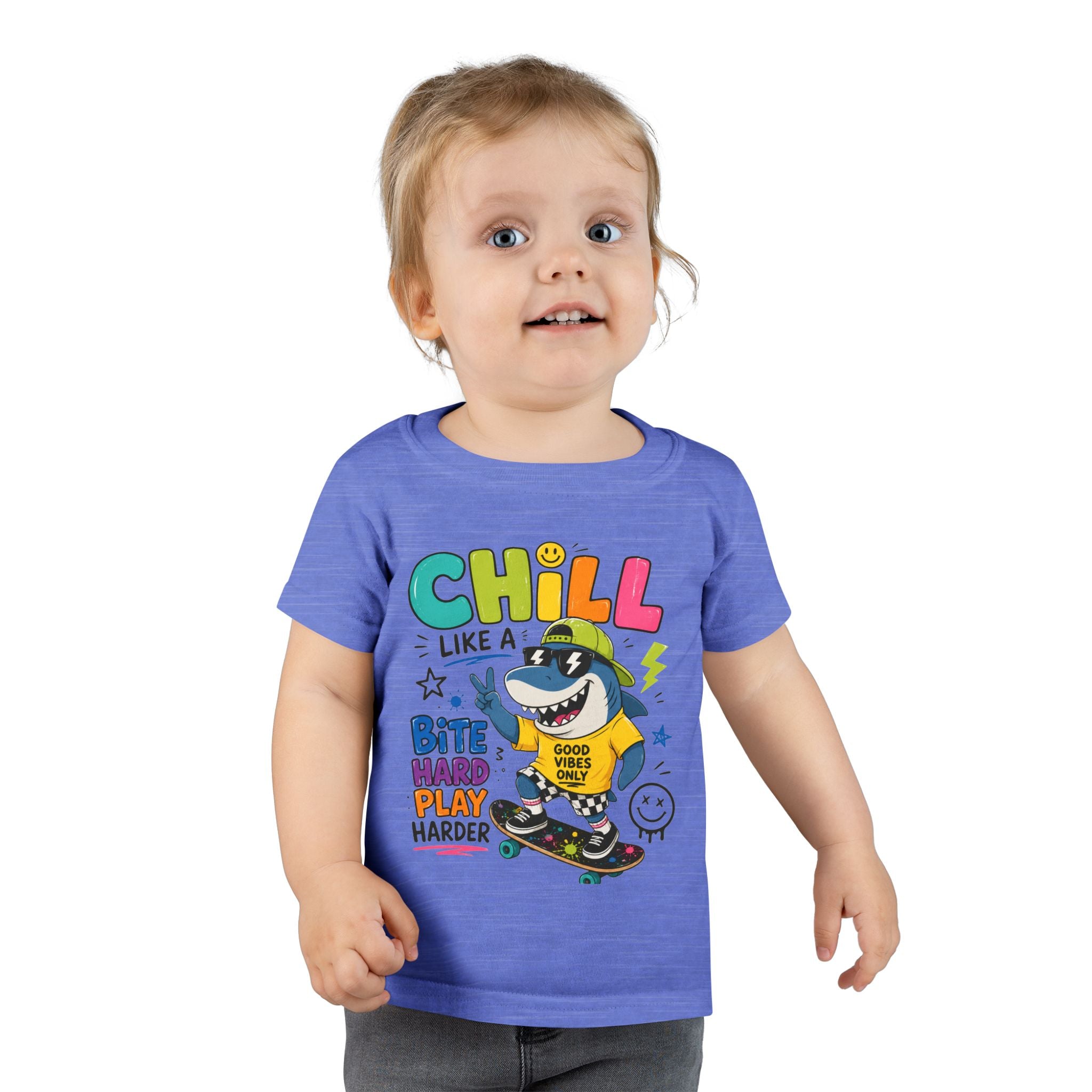 Chill Shark Toddler T-Shirt — 'Chill Like a Shark' Skateboard Graphic Tees for Kids