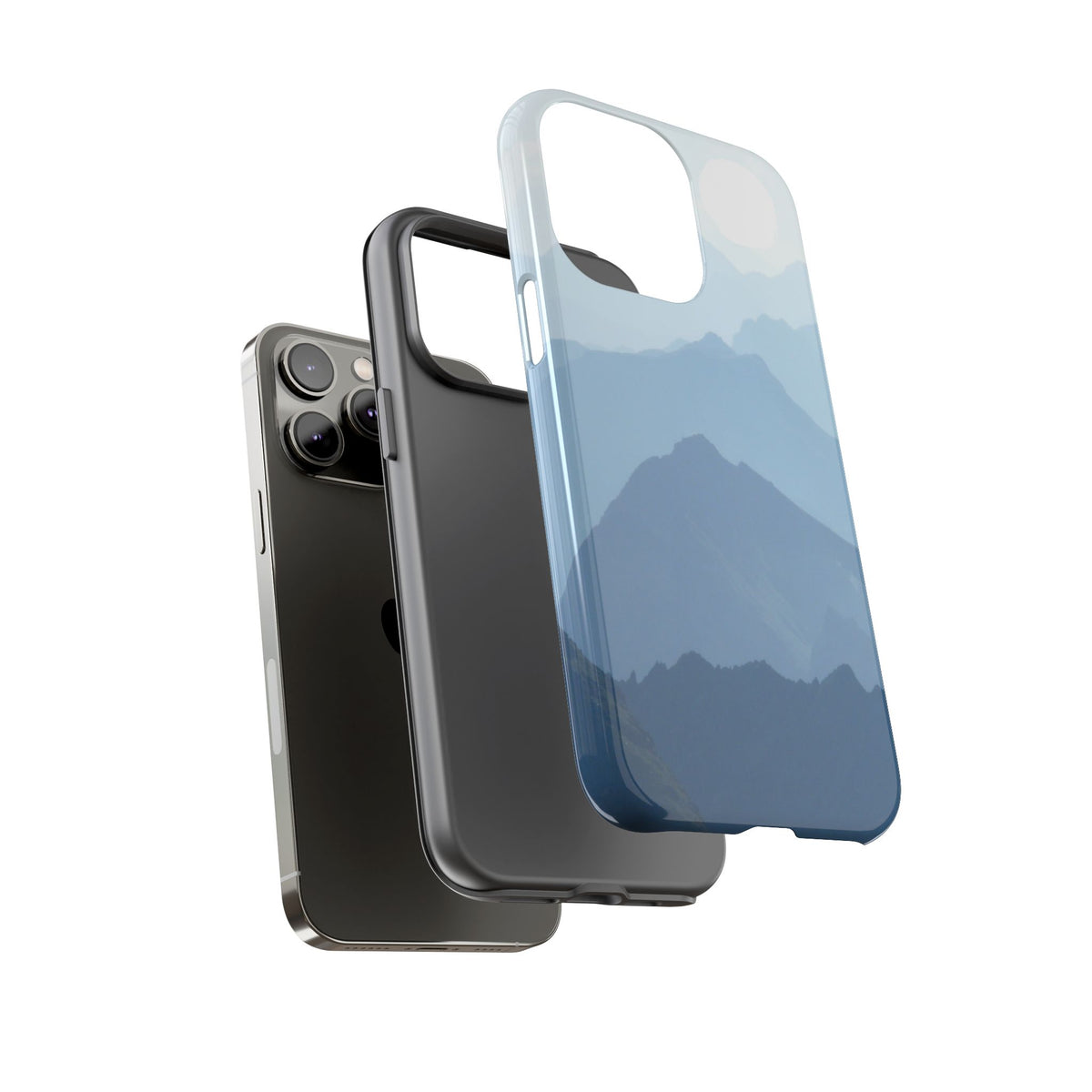 Mountain Sunrise Tough Phone Case — Blue Layered Peaks Protective Cover