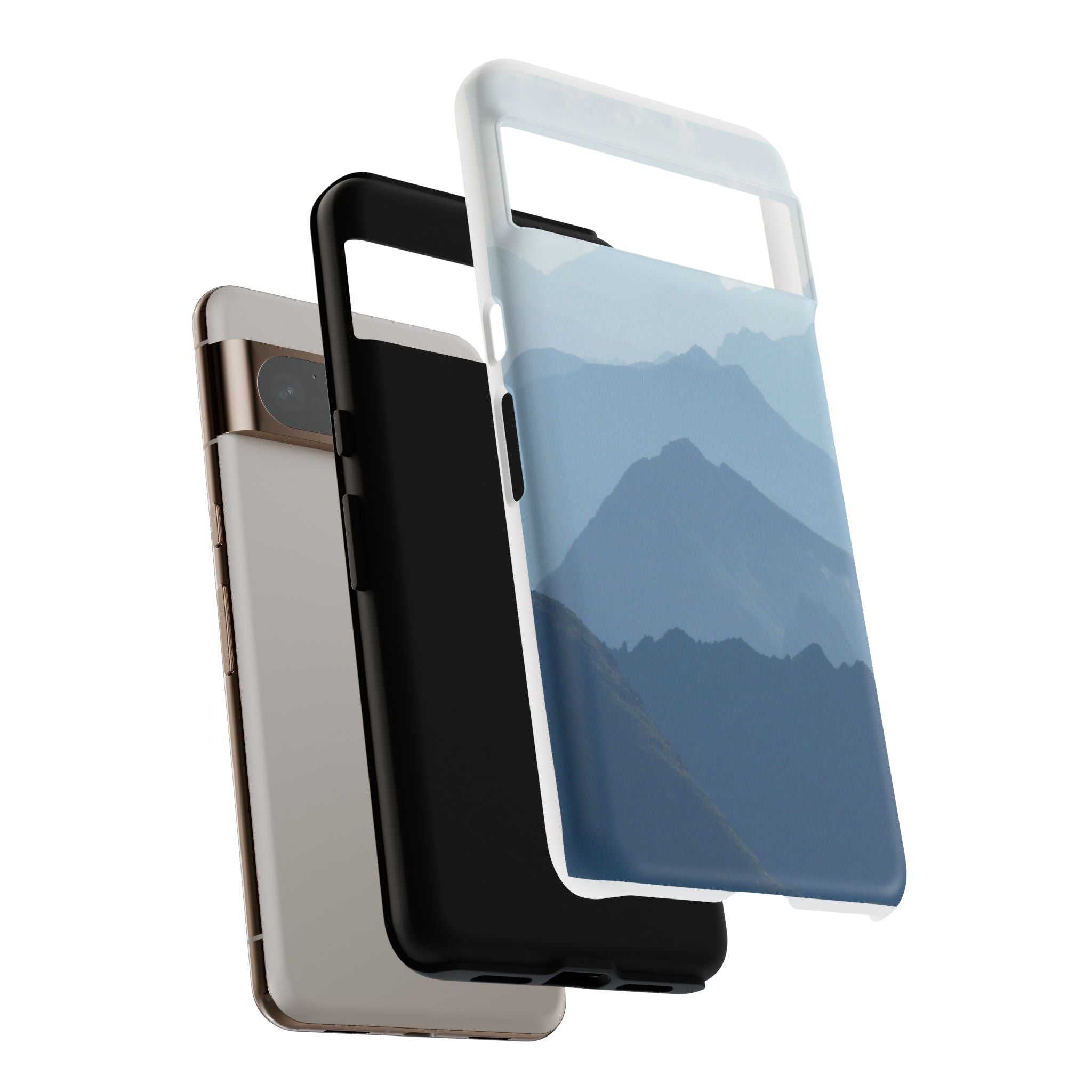 Mountain Sunrise Tough Phone Case — Blue Layered Peaks Protective Cover