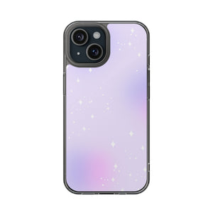Clear Magnetic Phone Case — Pastel Purple Galaxy with Sparkle