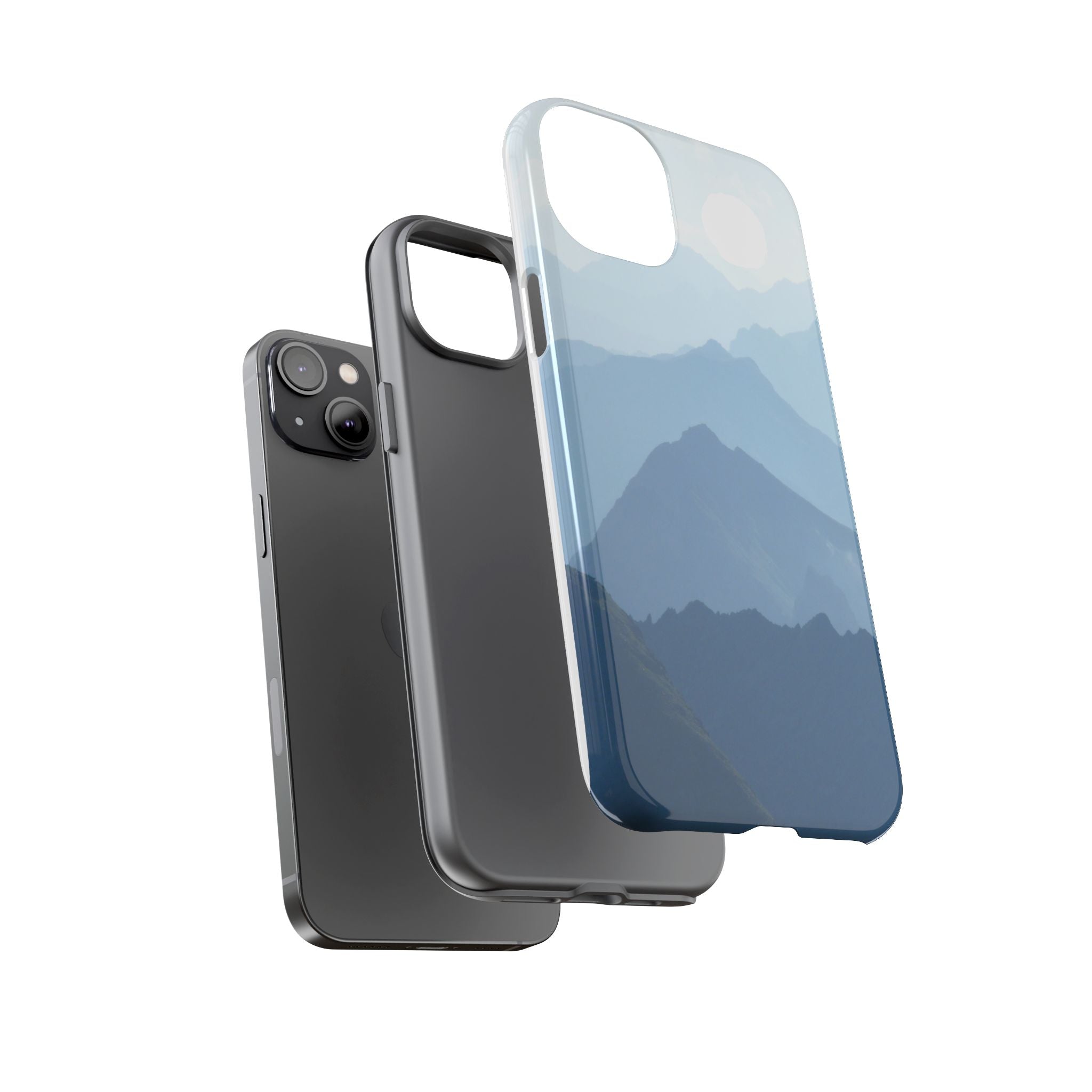 Mountain Sunrise Tough Phone Case — Blue Layered Peaks Protective Cover