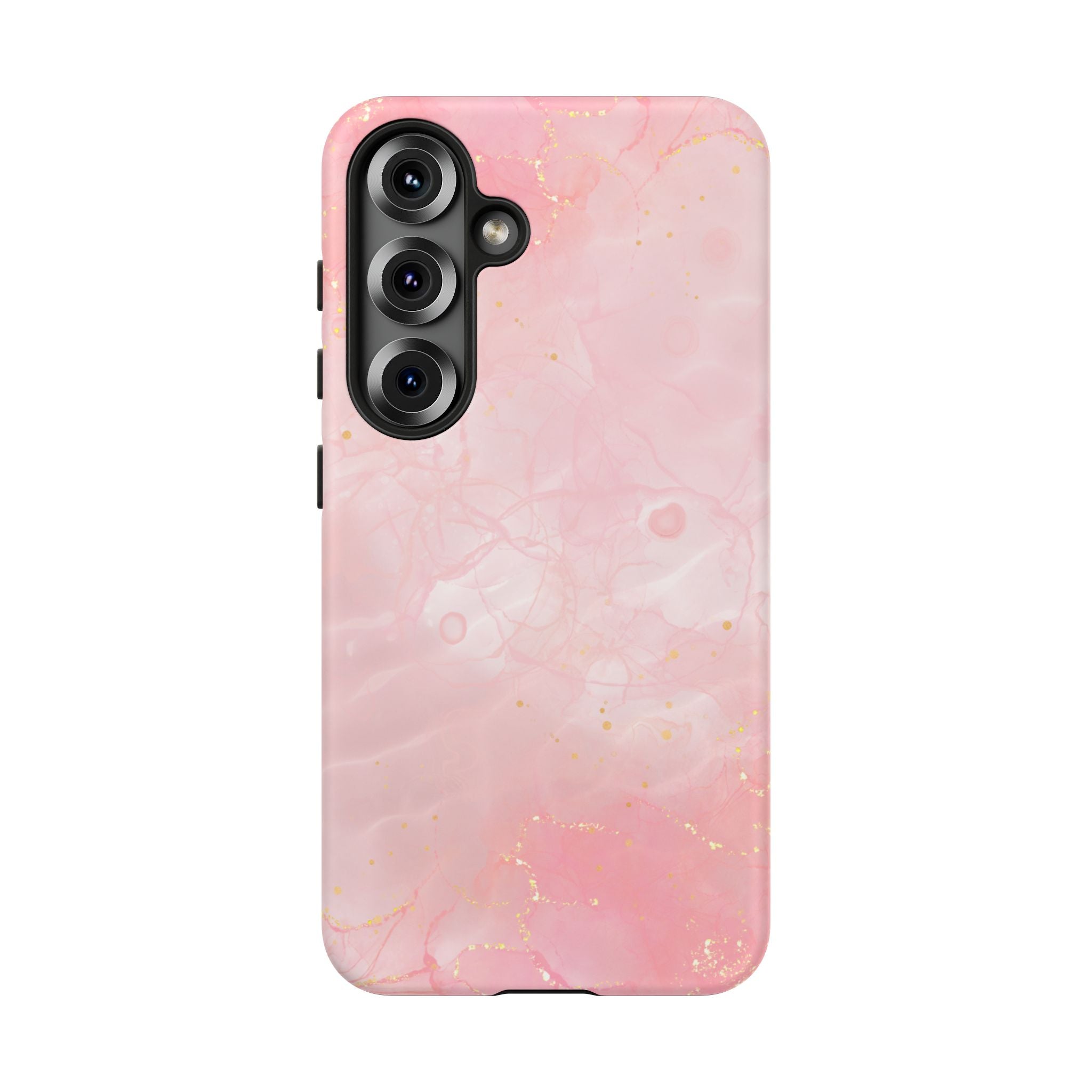 Pink Marble Tough Phone Case — Protective iPhone Cover with Gold Vein Design