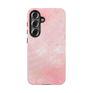 Pink Marble Tough Phone Case — Protective iPhone Cover with Gold Vein Design