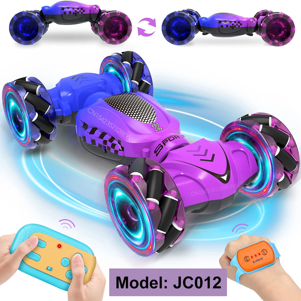 4WD Drift Stunt Car 1:18 Remote Control Car with Music Light RC Cars off Road on Road Watch Gesture Sensor Rotation Car Kids Toy