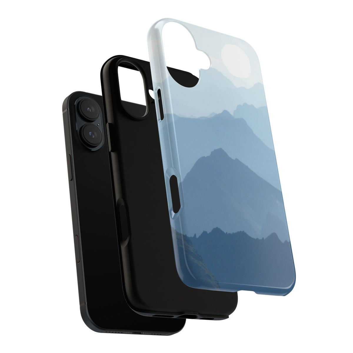 Mountain Sunrise Tough Phone Case — Blue Layered Peaks Protective Cover