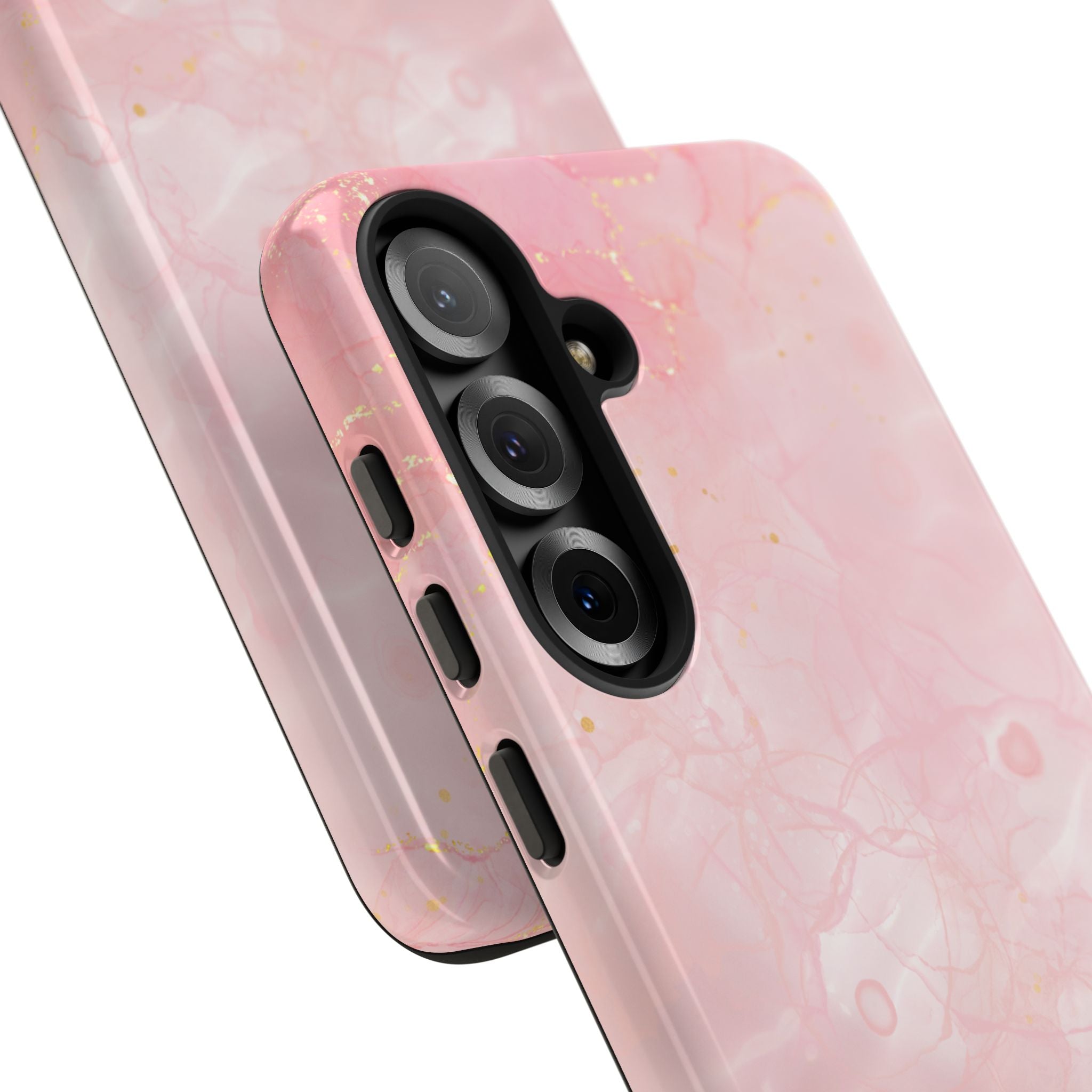 Pink Marble Tough Phone Case — Protective iPhone Cover with Gold Vein Design
