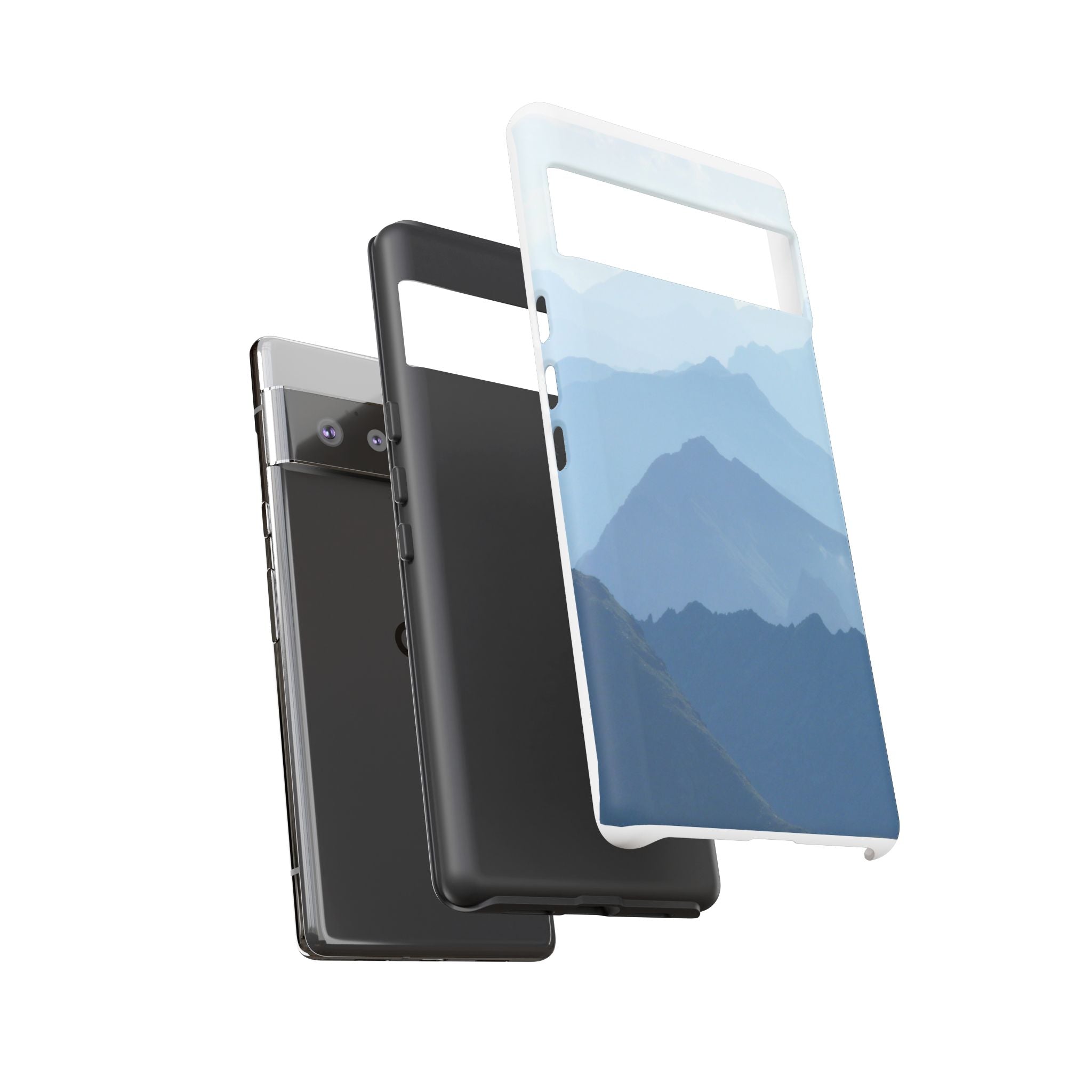 Mountain Sunrise Tough Phone Case — Blue Layered Peaks Protective Cover