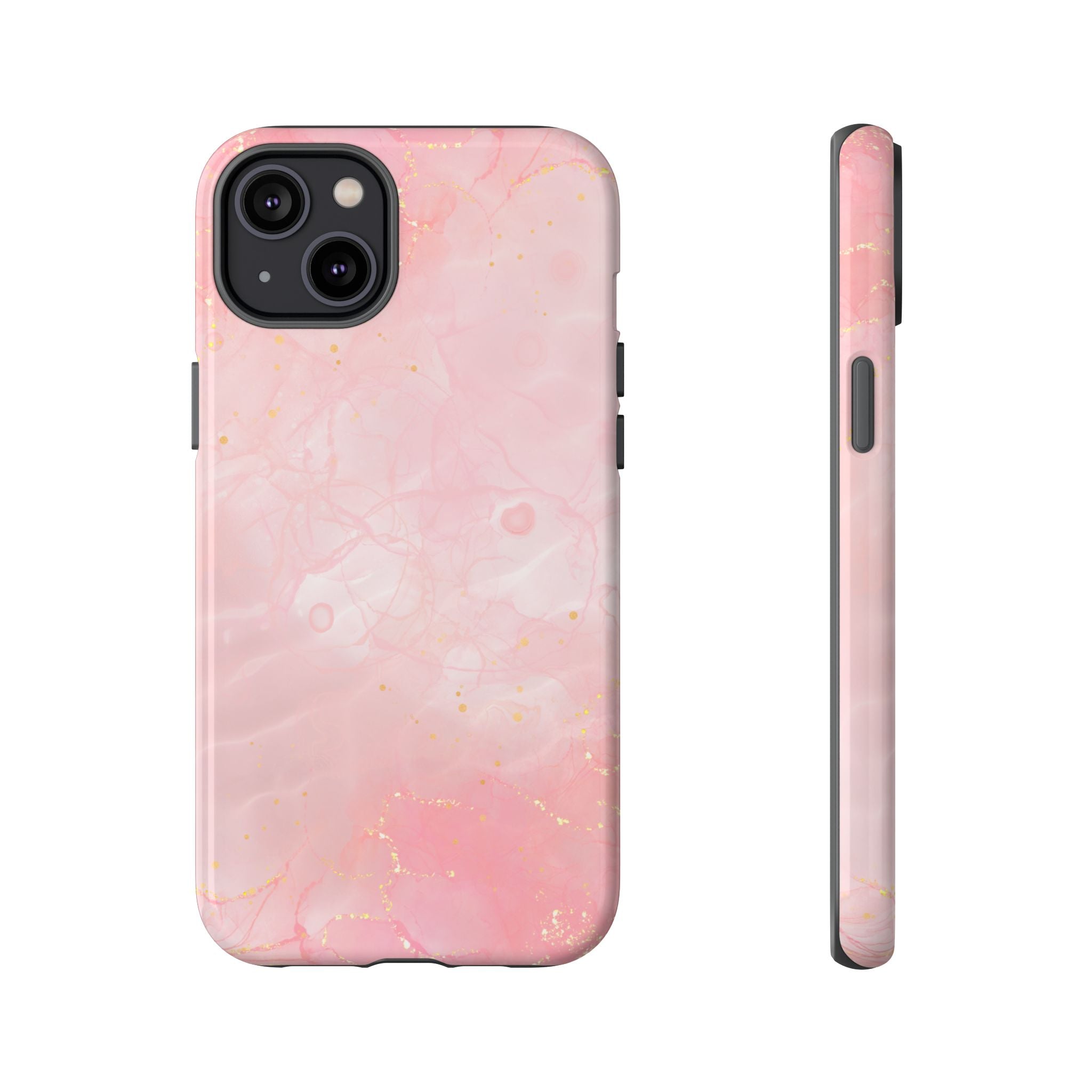 Pink Marble Tough Phone Case — Protective iPhone Cover with Gold Vein Design