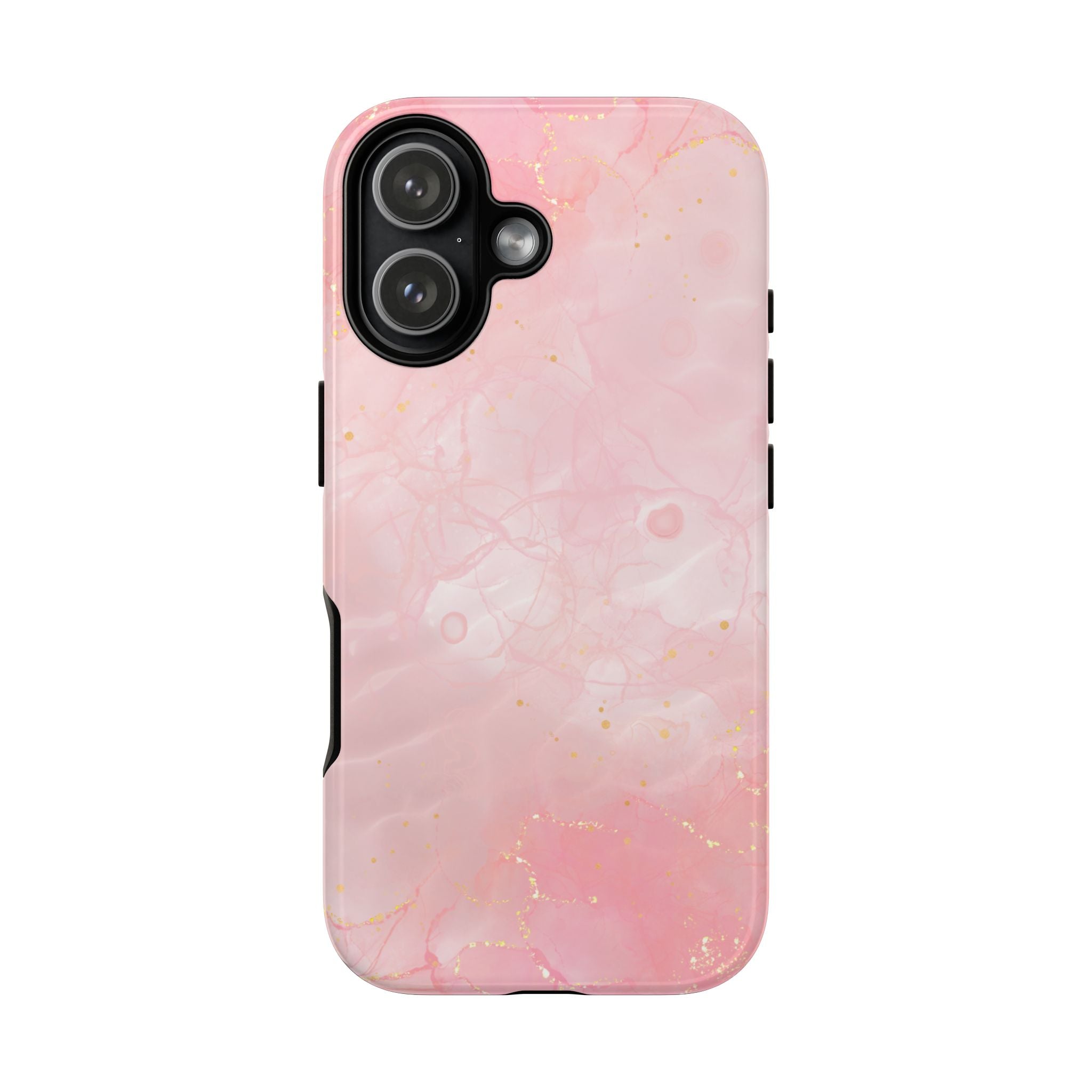 Pink Marble Tough Phone Case — Protective iPhone Cover with Gold Vein Design