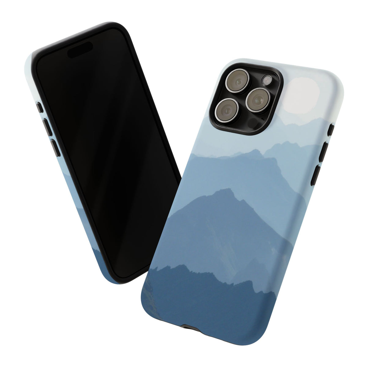 Mountain Sunrise Tough Phone Case — Blue Layered Peaks Protective Cover