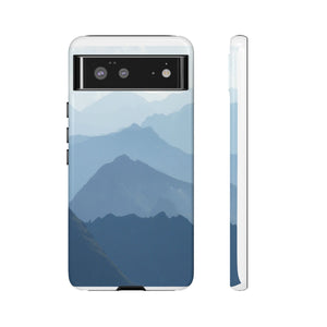Mountain Sunrise Tough Phone Case — Blue Layered Peaks Protective Cover