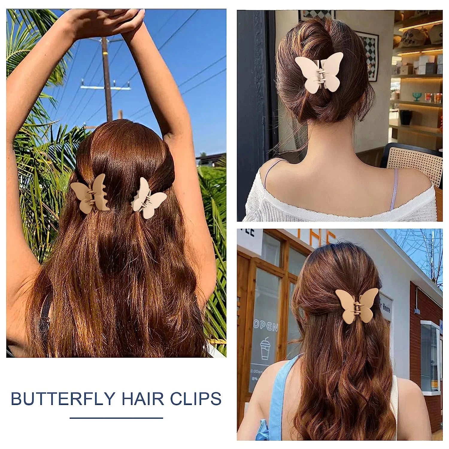 Butterfly Hair Claw Clip 6 Pcs Cute Flower Hair Clips Matte Large Claw Clips for Women Thick Hair Claw Non Slip Heart Clips for Thin Hair Clamps Butterfly Clips