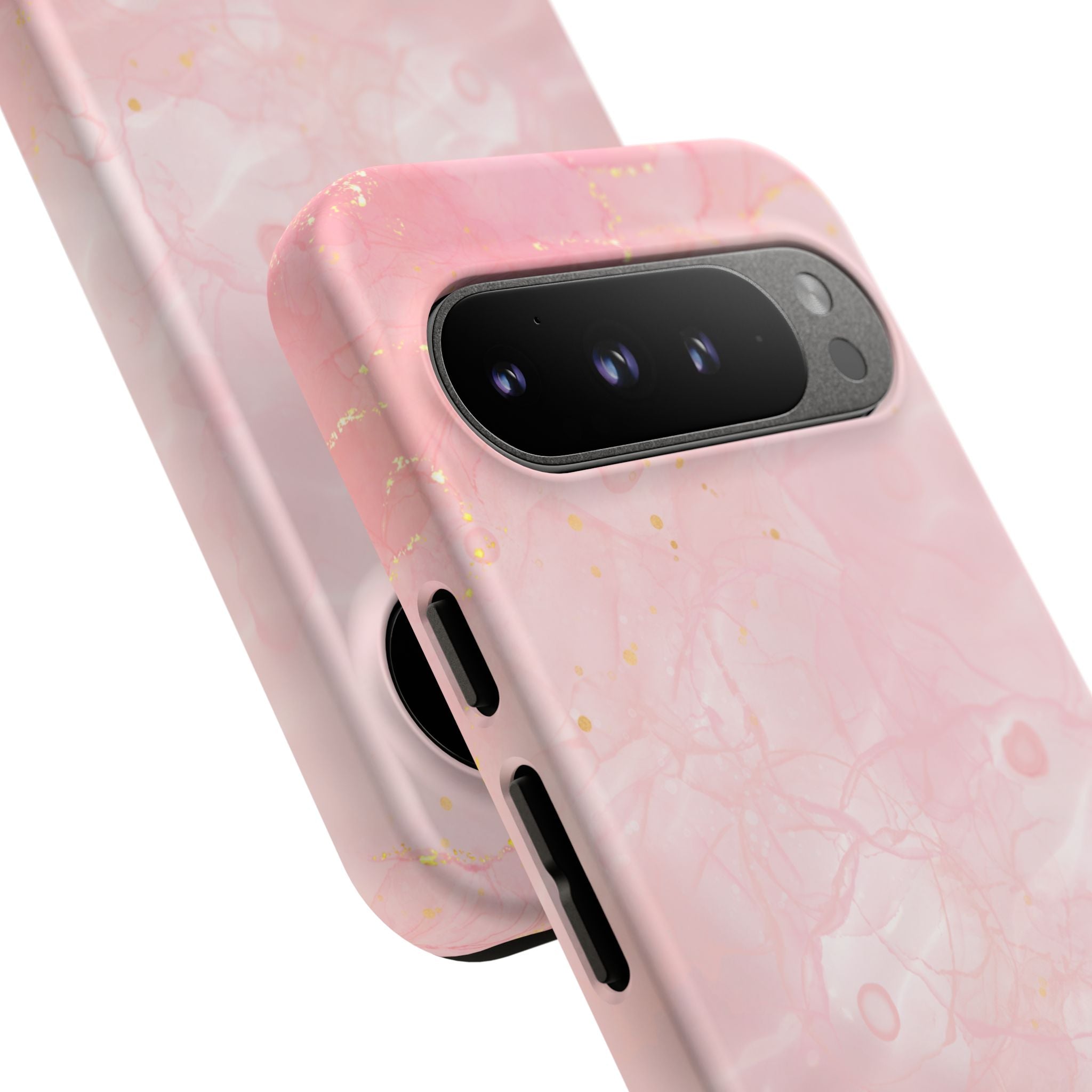 Pink Marble Tough Phone Case — Protective iPhone Cover with Gold Vein Design