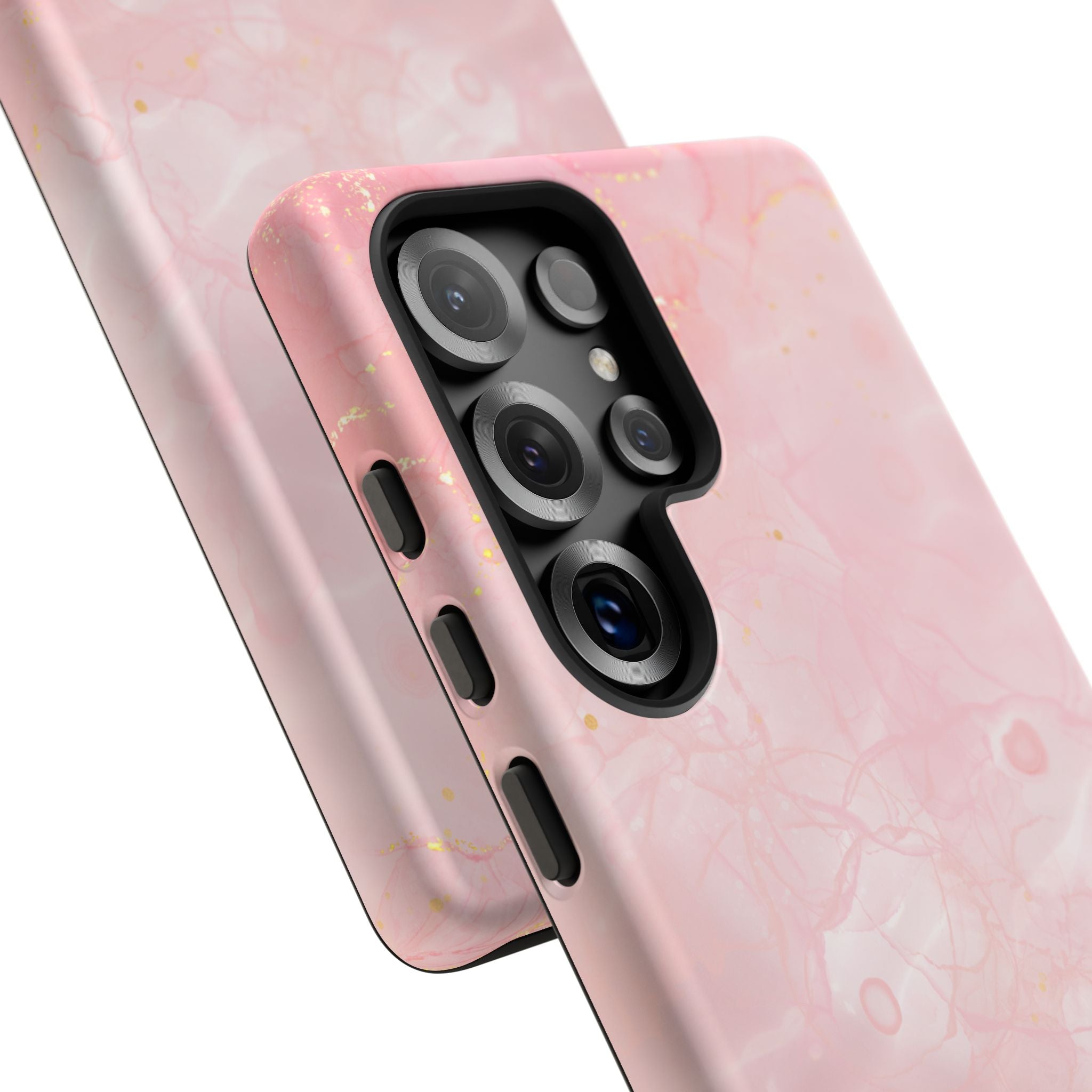 Pink Marble Tough Phone Case — Protective iPhone Cover with Gold Vein Design