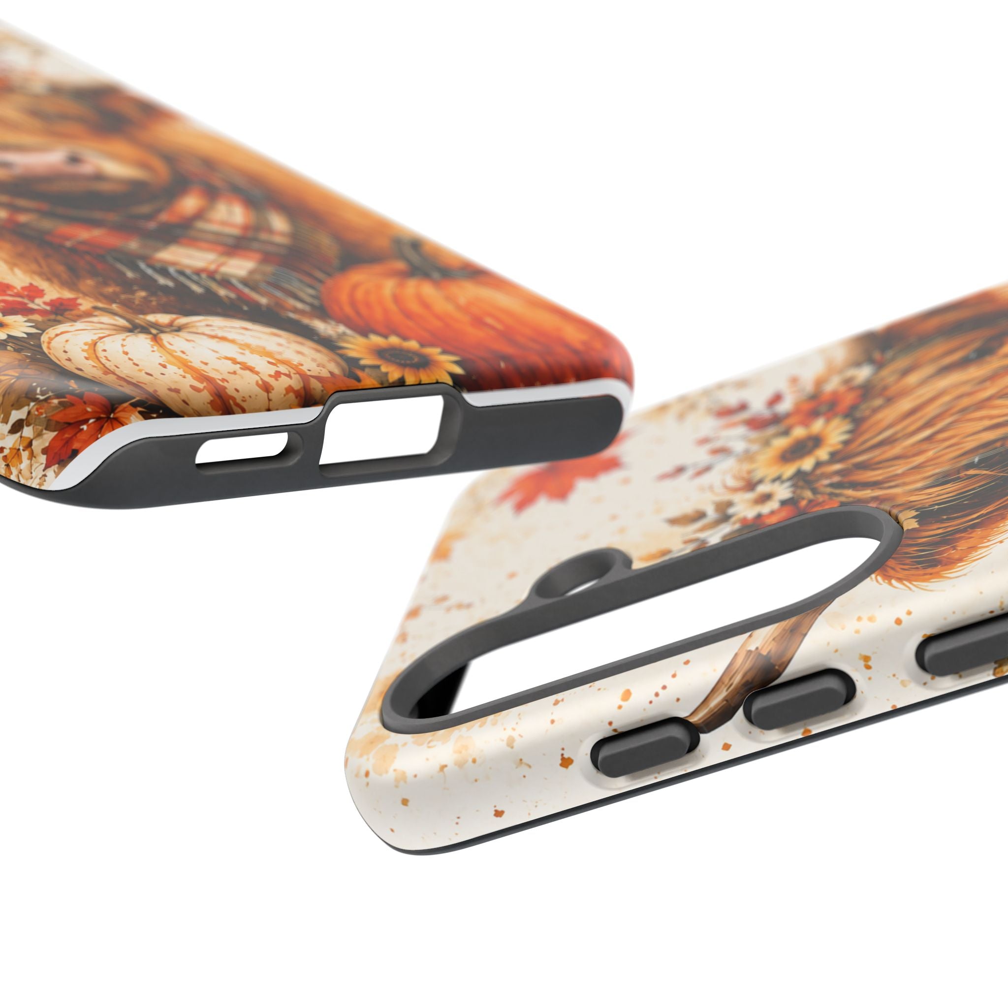 Autumn Highland Cow Phone Case — Fall Pumpkin & Sunflower Tough Case