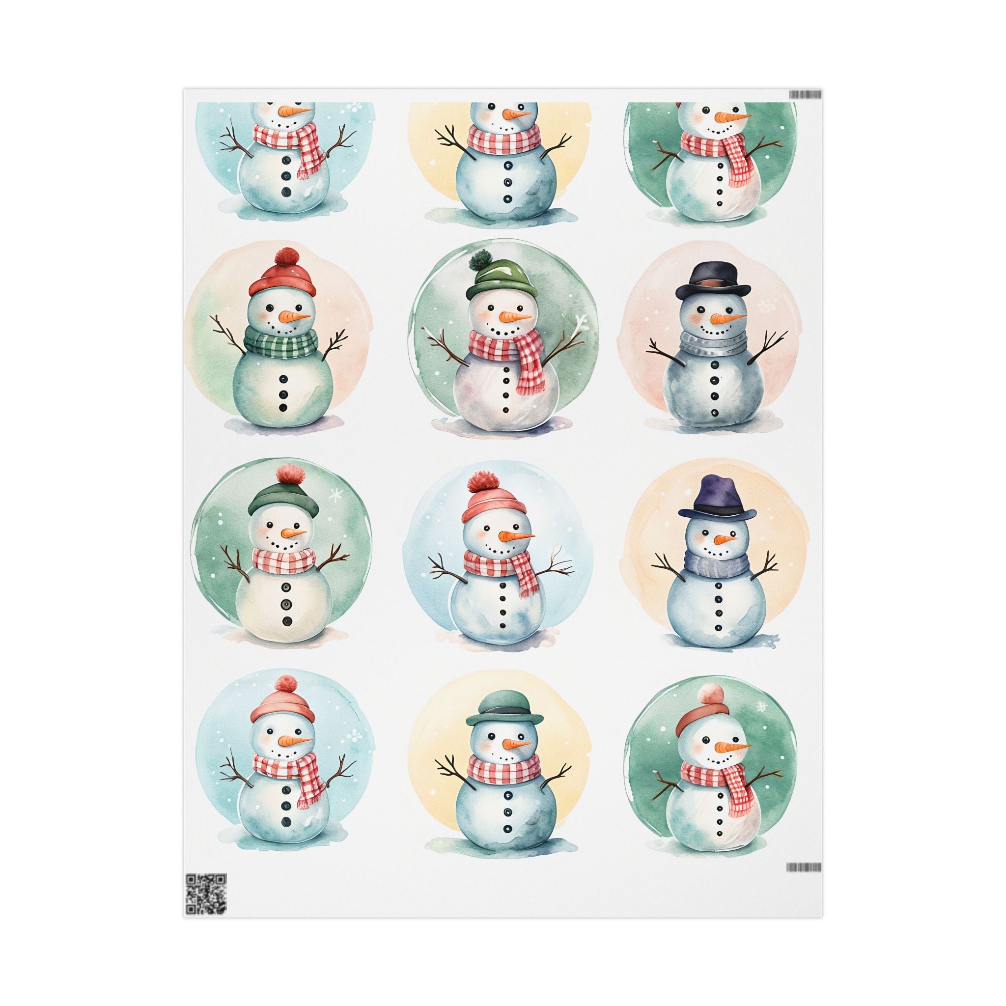 Snowman Watercolor Wrapping Paper Roll