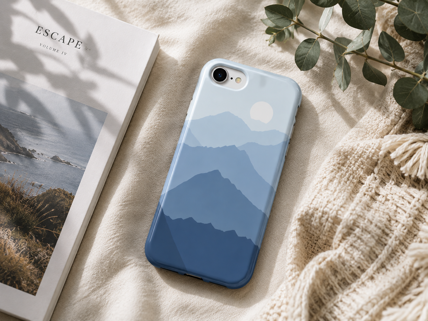 Mountain Sunrise Tough Phone Case — Blue Layered Peaks Protective Cover