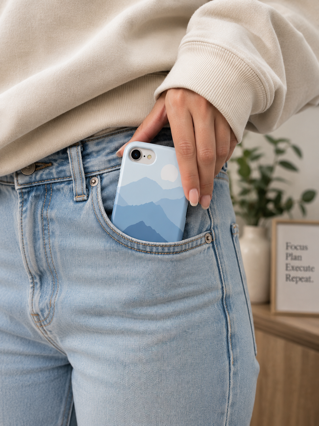 Mountain Sunrise Tough Phone Case — Blue Layered Peaks Protective Cover