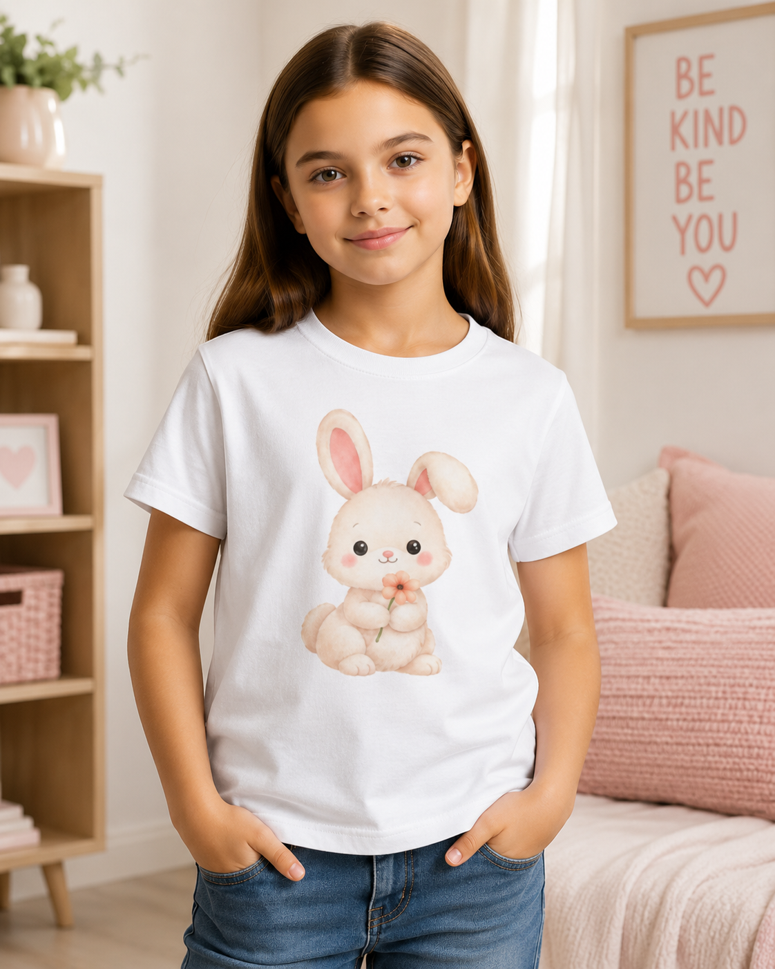 Cute Bunny Kids T-Shirt – Soft Cotton Graphic Tee