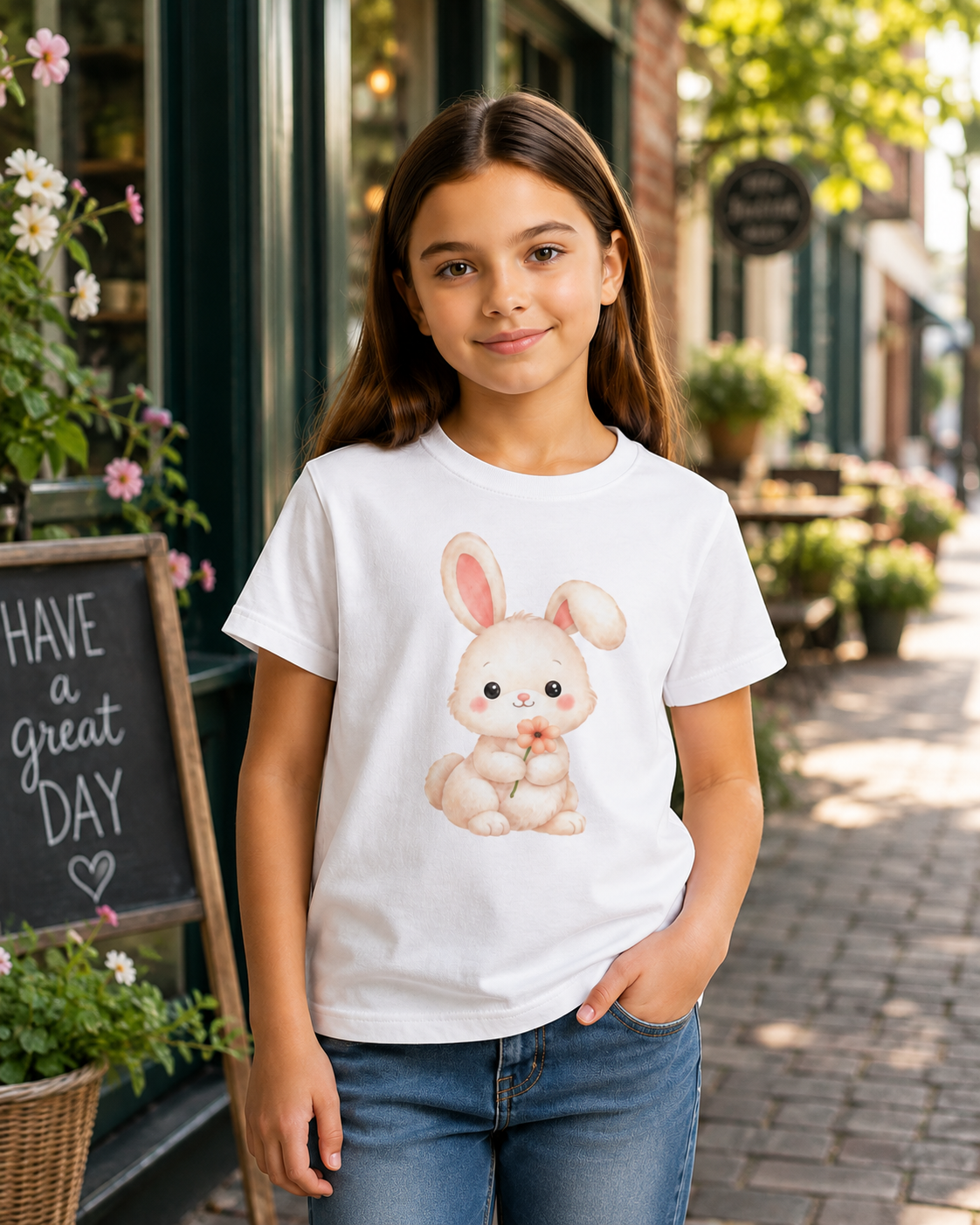 Cute Bunny Kids T-Shirt – Soft Cotton Graphic Tee