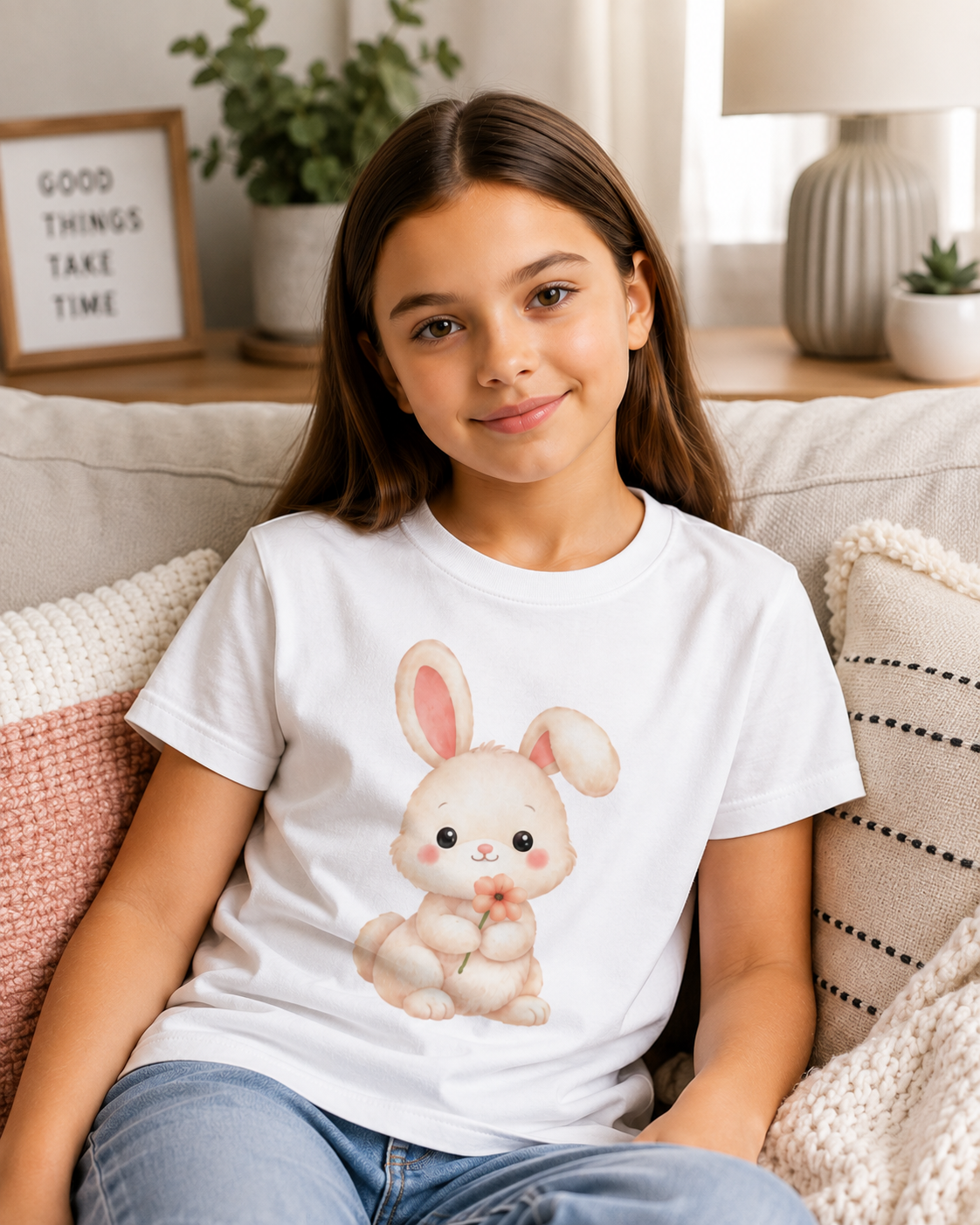 Cute Bunny Kids T-Shirt – Soft Cotton Graphic Tee