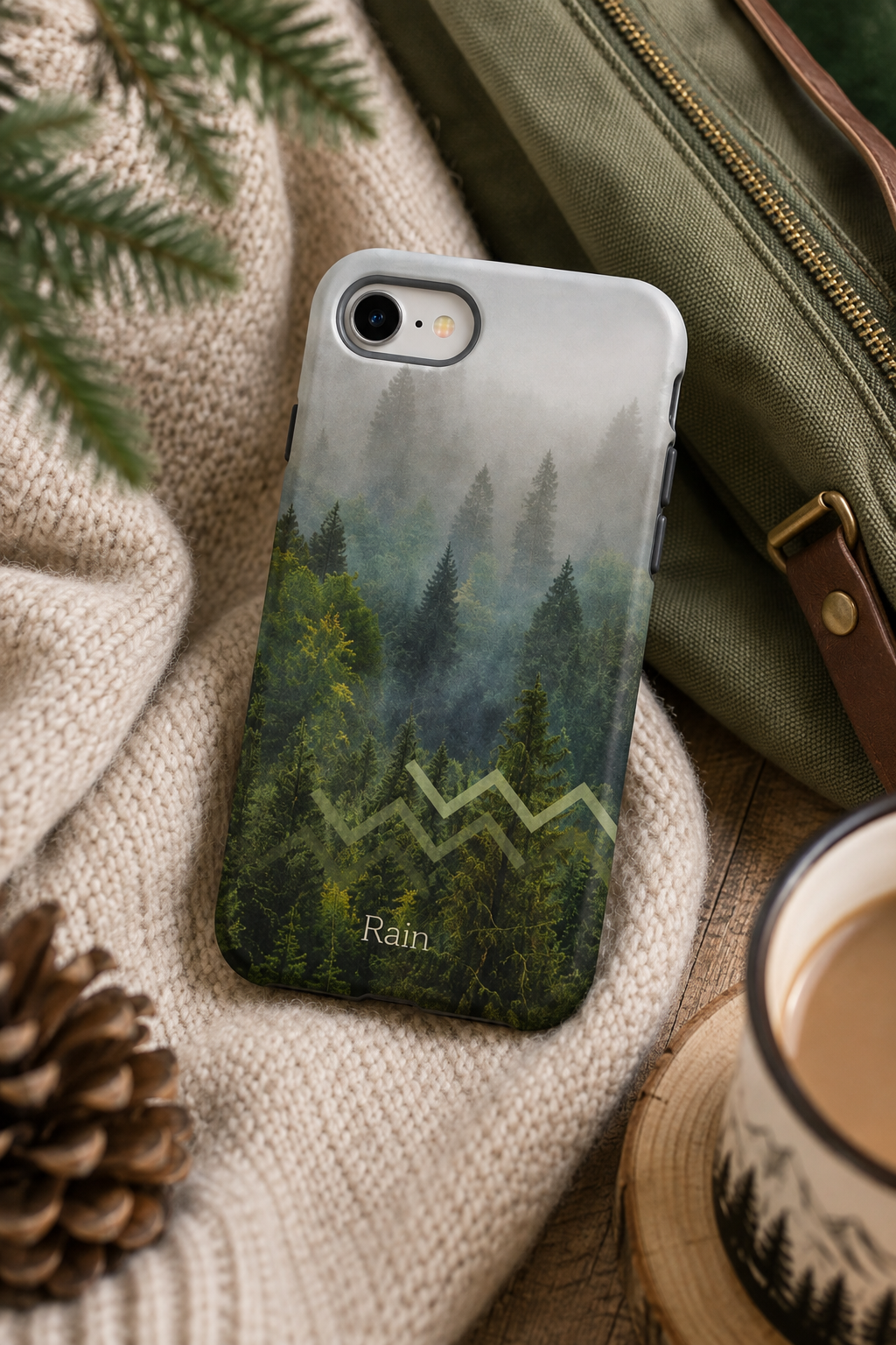 Forest Mist Phone Case — Rainy Mountain Landscape Protective Cover