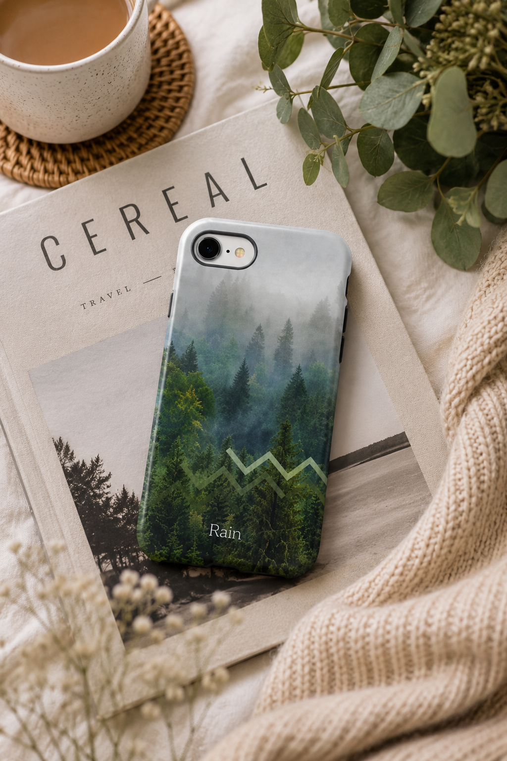 Forest Mist Phone Case — Rainy Mountain Landscape Protective Cover