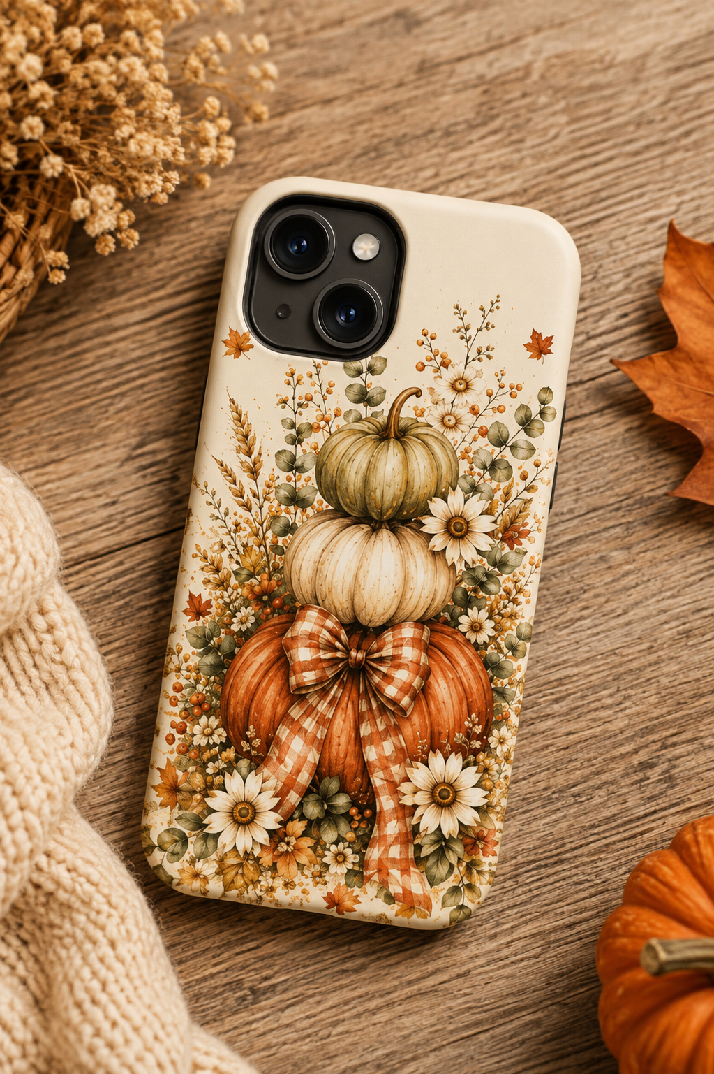 Autumn Pumpkin Bouquet Phone Case — Fall Floral Harvest Design