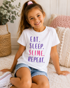 Youth Tee — "Eat. Sleep. Slime. Repeat." Kids Graphic Shirt
