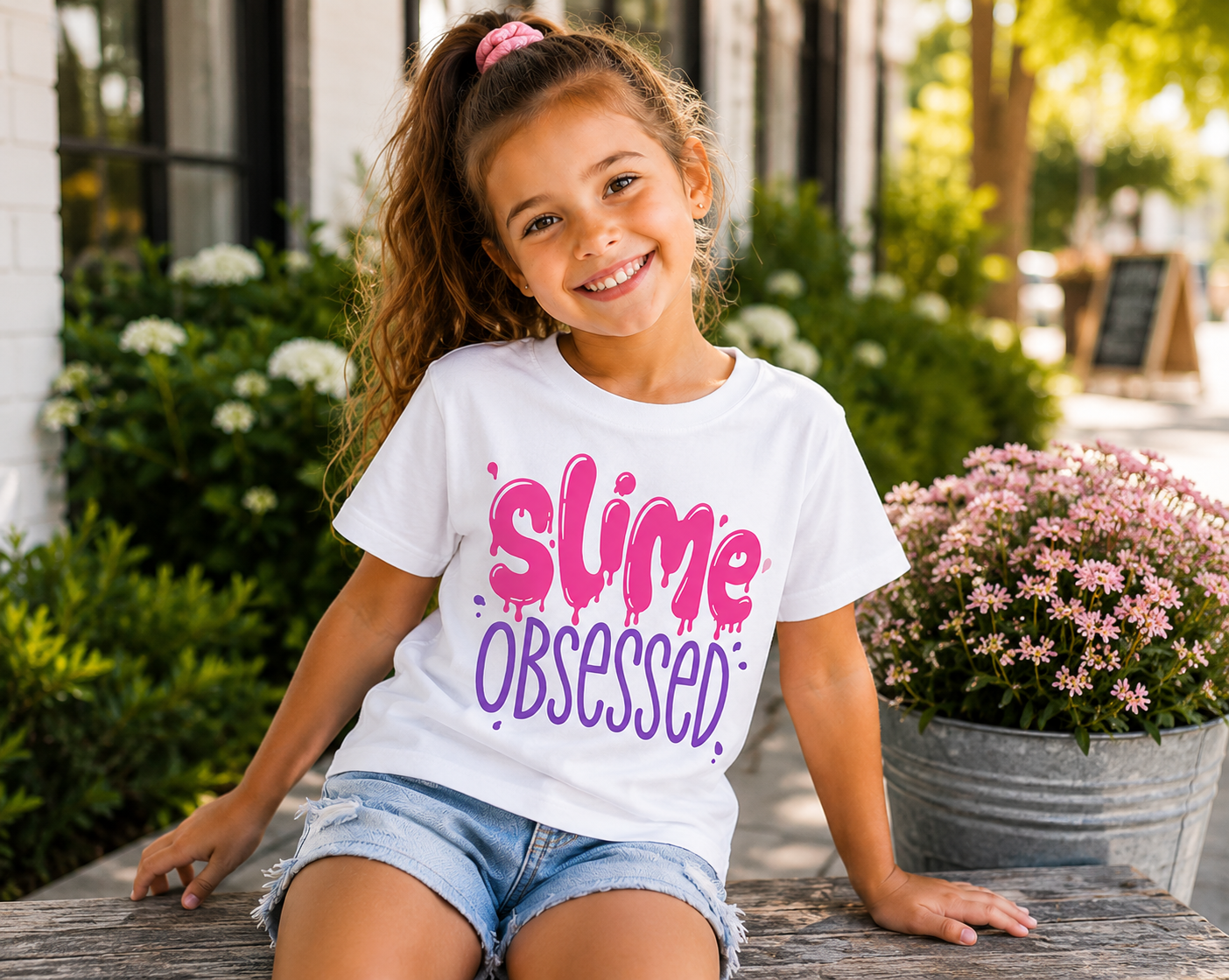 Youth Tee - "Slime Obsessed" Pink & Purple Graphic