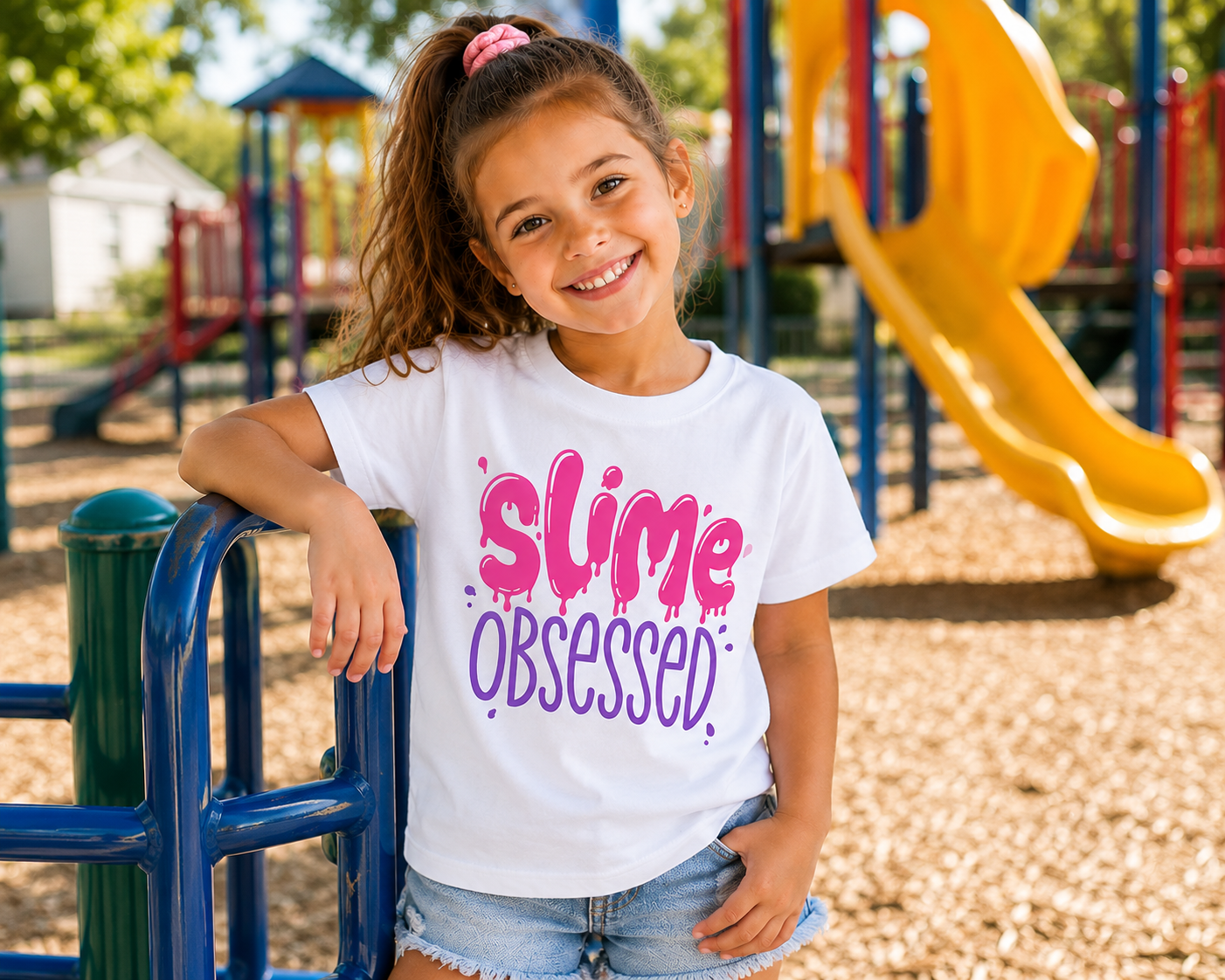 Youth Tee - "Slime Obsessed" Pink & Purple Graphic