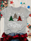 Women's Christmas Tree Print T-shirt Short Sleeve Round Neck Top for