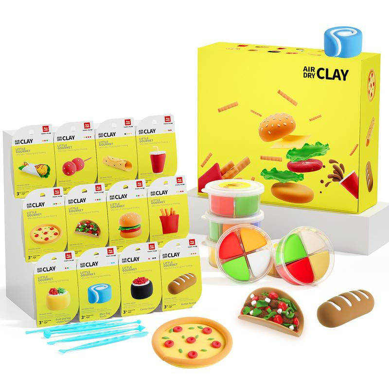 Anywise Air DIY Clay - Little Foodie - Soft & Ultra Light - Safe & Non-Toxic - 12 Boxes for Kids