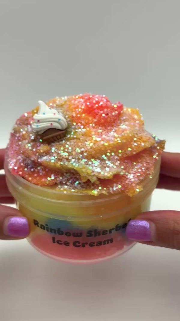 Rainbow sherbet ice cream slime