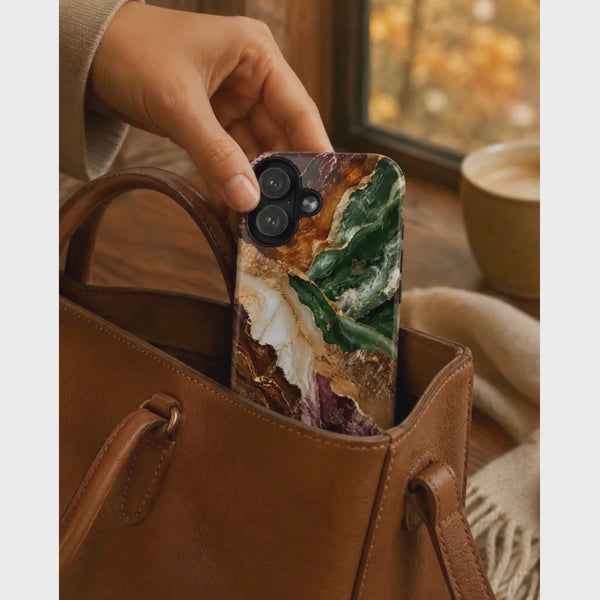 Marble Phone Case | Emerald Gold Marble Cover | Luxury Stone Print for iPhone 17 16 15 & Samsung
